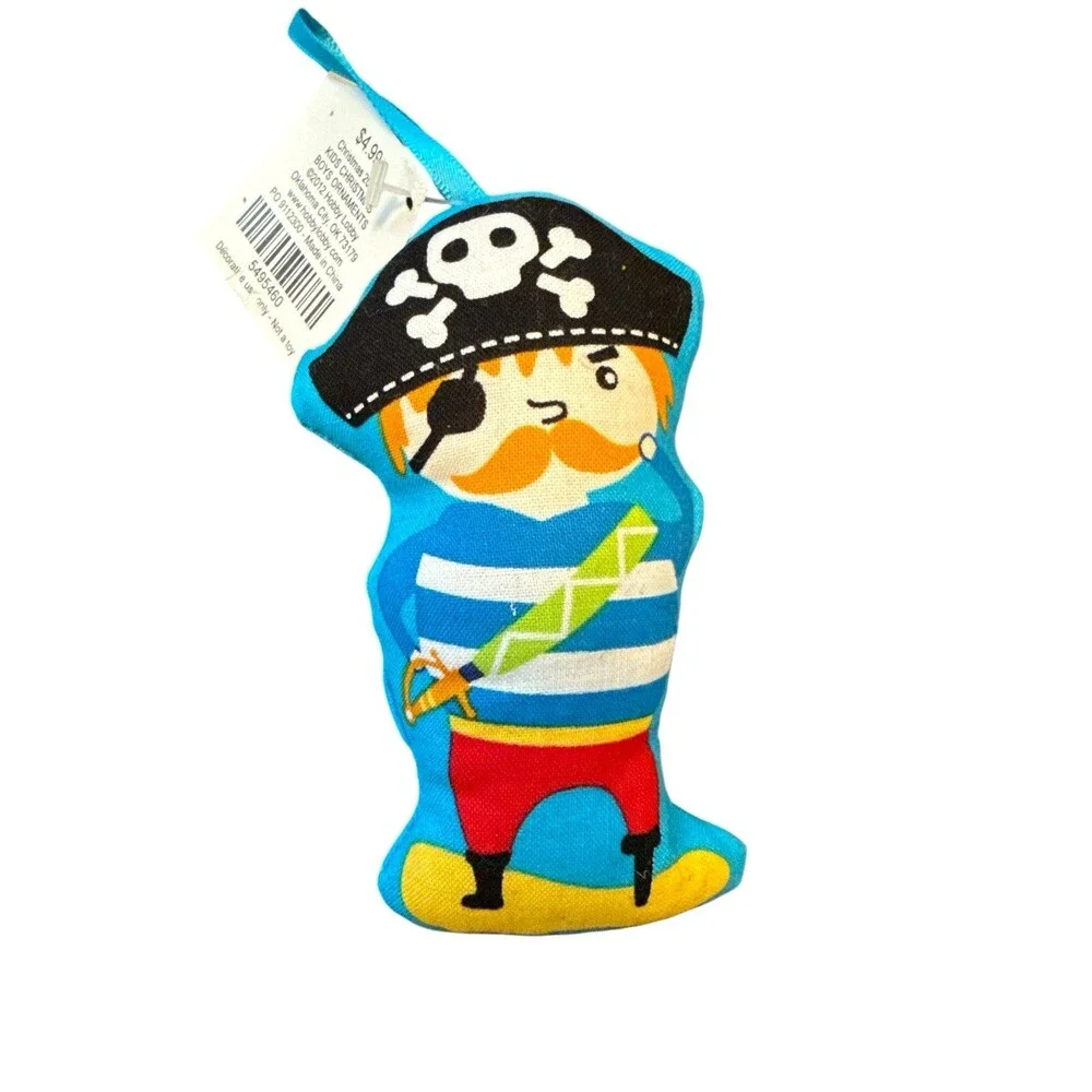 Lot Of 4 Hobby Lobby Pirate Plush Tree Ornaments Nautical Pirate Decor Kids Room